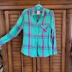 Purple and teal Vintage boyfriend button up